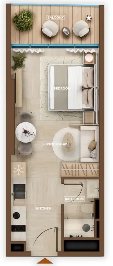 Sky Hills Astra Studio floor plan, 380 sqft