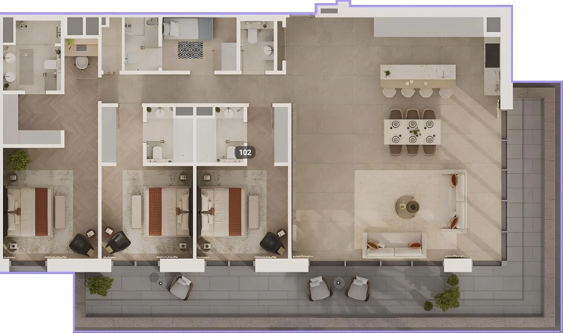 Sama Yas 3 bed floor plan, 2,760 sqft