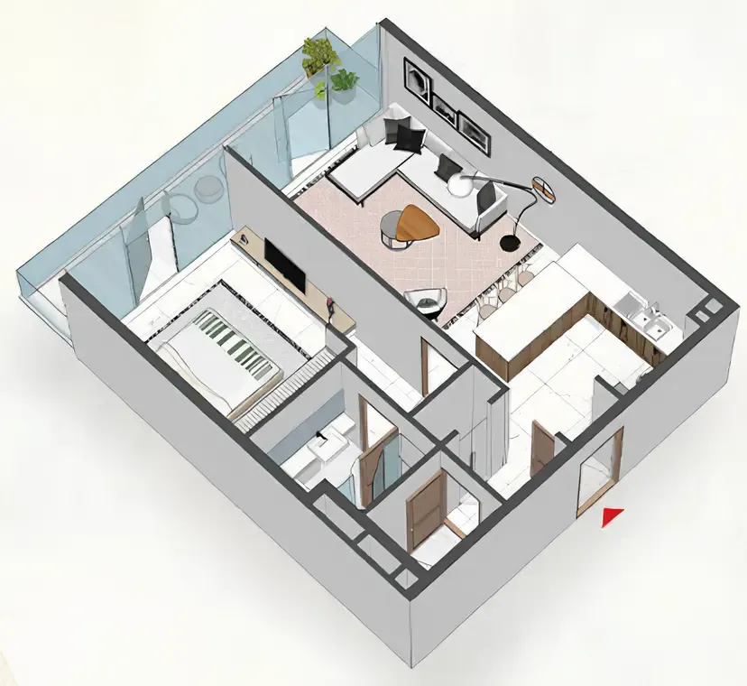 Comfort by Roof 1 bed floor plan, 861 sqft