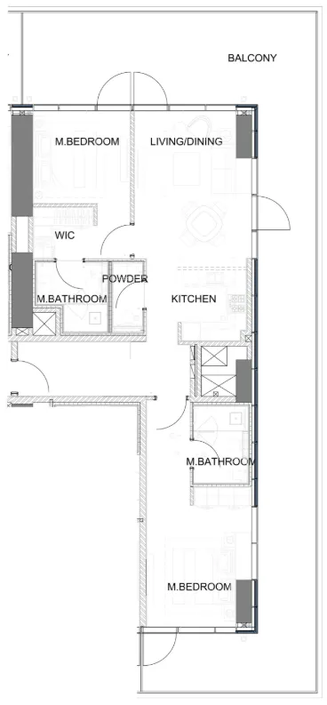 Damac Safa Gate 2 bed floor plan, 1,801 – 1,852 sqft