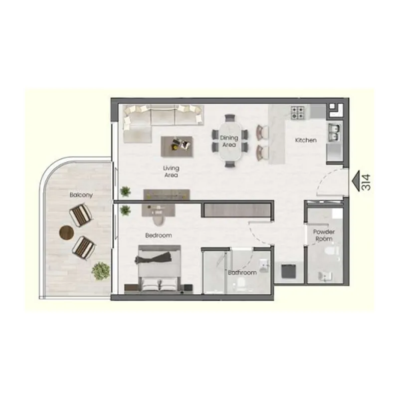 Saddlewood Park 1 bed floor plan, 749 sqft