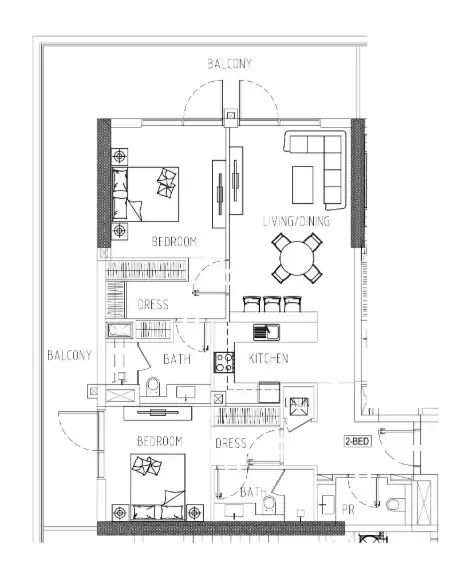 Damac Riverside Views 2 bed floor plan, 1,483 sqft