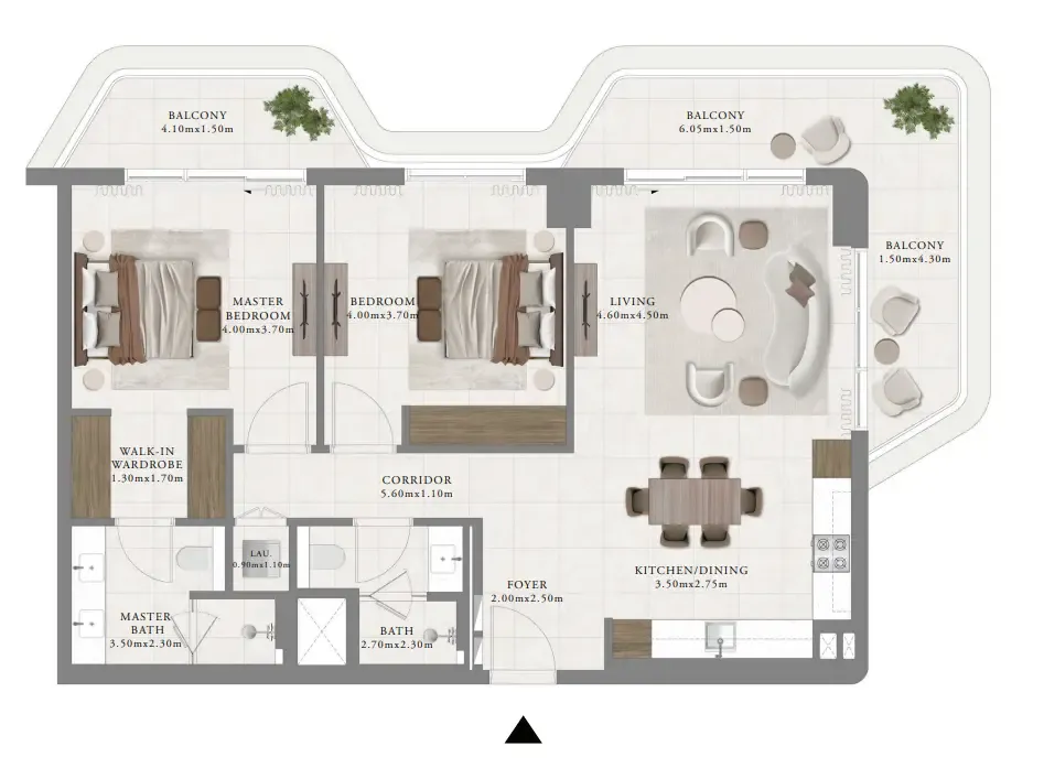 Sera 2 2 bed floor plan, 1,394 sqft