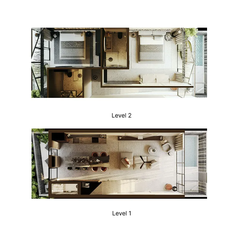 Moon Rock Villas 2 bed floor plan, 1,248 – 1,399 sqft