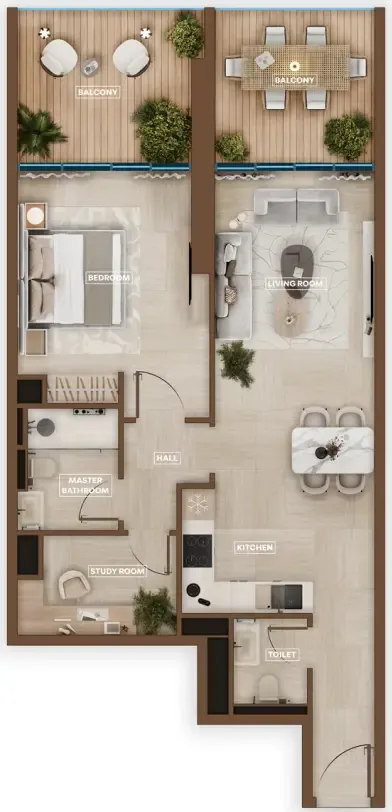 Sky Hills Astra 1 bed floor plan, 1,024 sqft