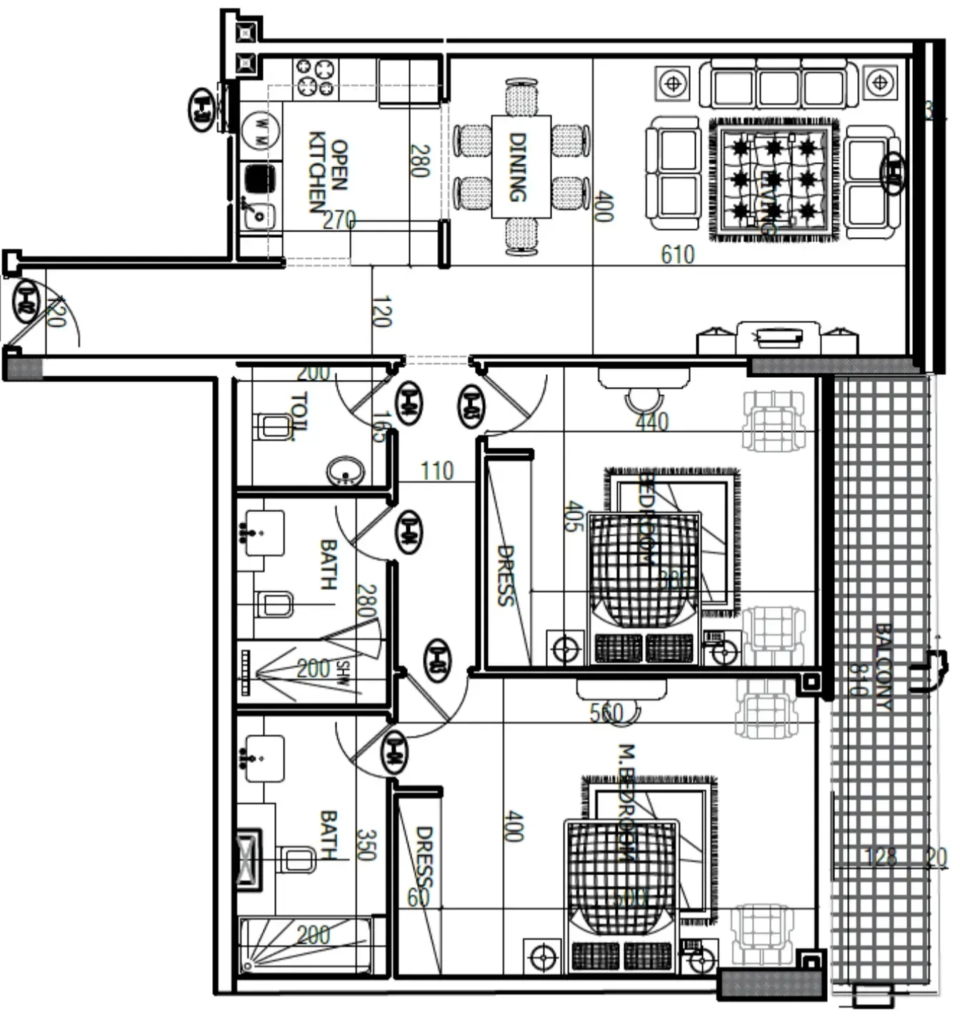 Mackerel Tower 2 bed floor plan, 1,290 sqft