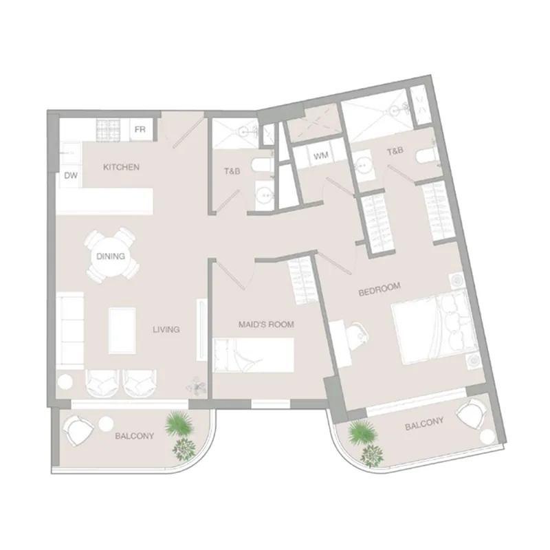 VERDAN1A 3 2 bed floor plan, 1,366 sqft