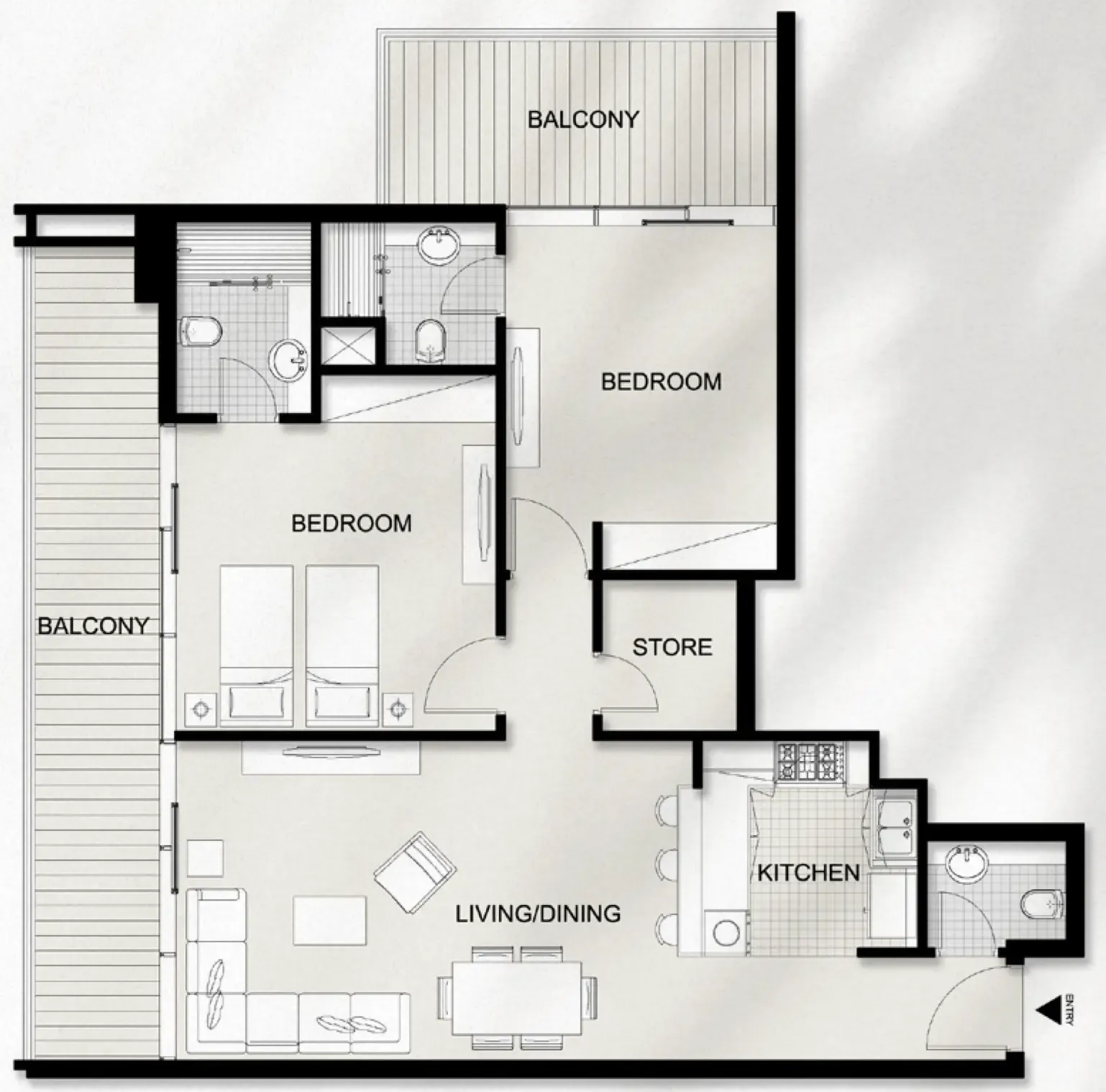 AYAT Parkview 2 bed floor plan, 1,318 sqft
