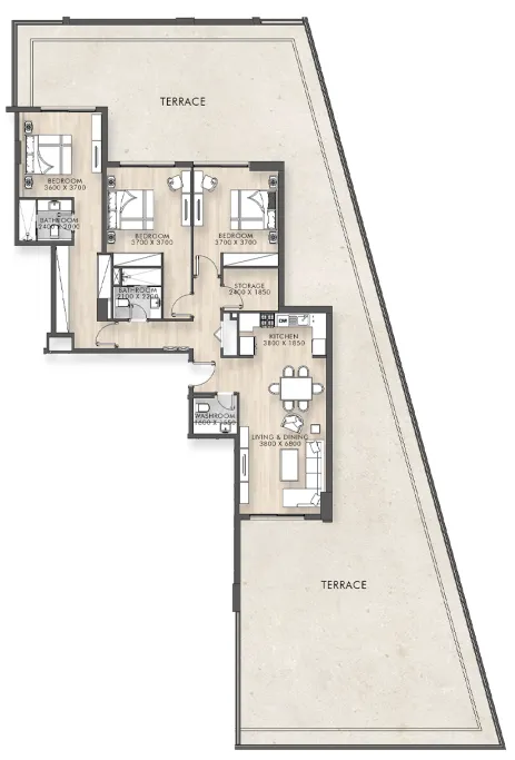 Capital Horizon Terraces 3 bed floor plan, 3,938 sqft
