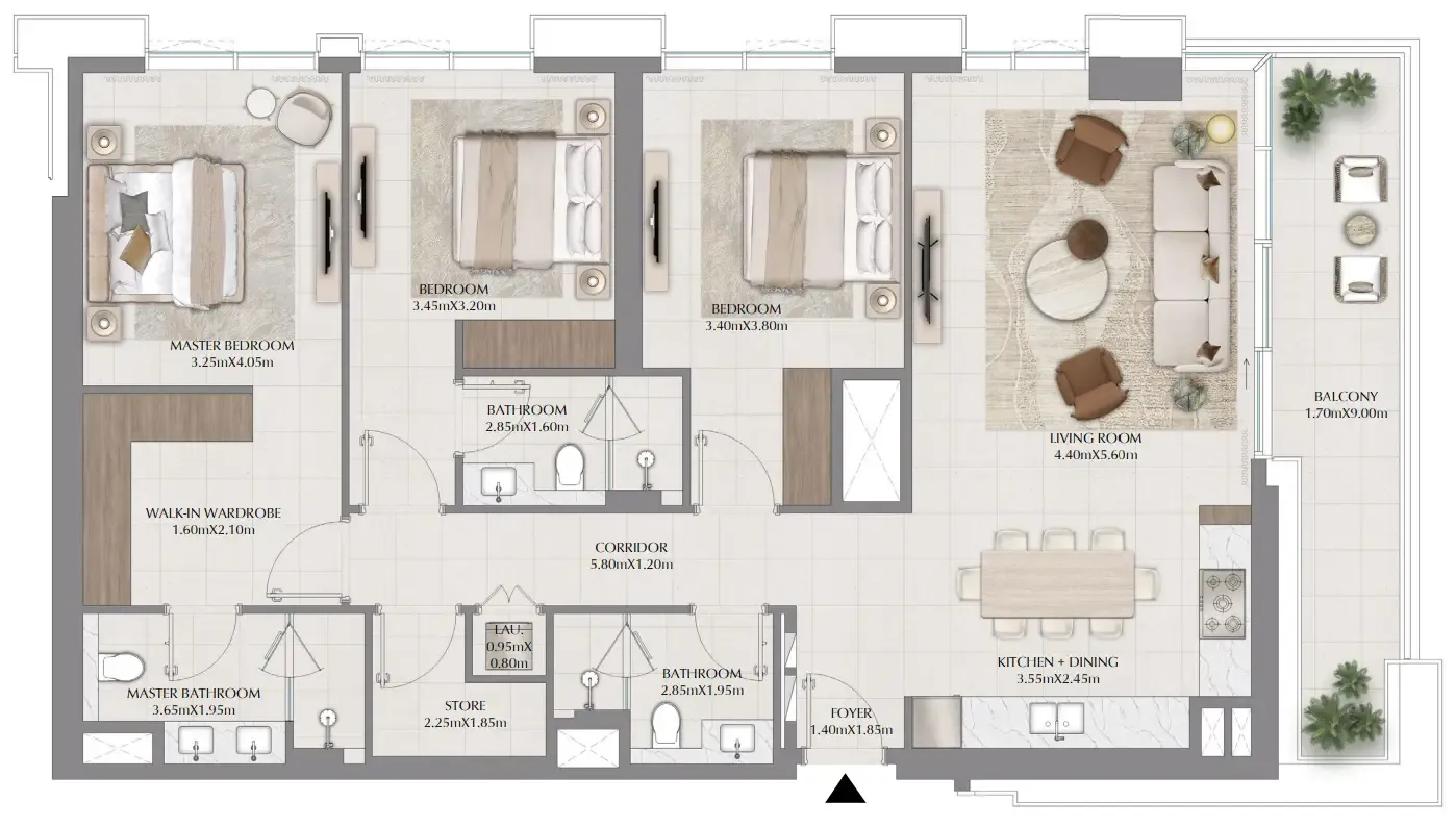 Terra Woods 3 bed floor plan, 1,676 – 1,678 sqft