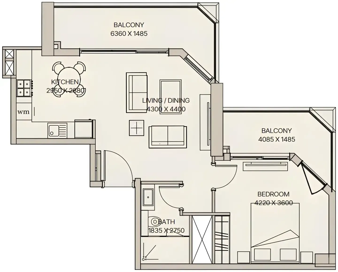 Nirvana Residences 1 1 bed floor plan, 760 sqft