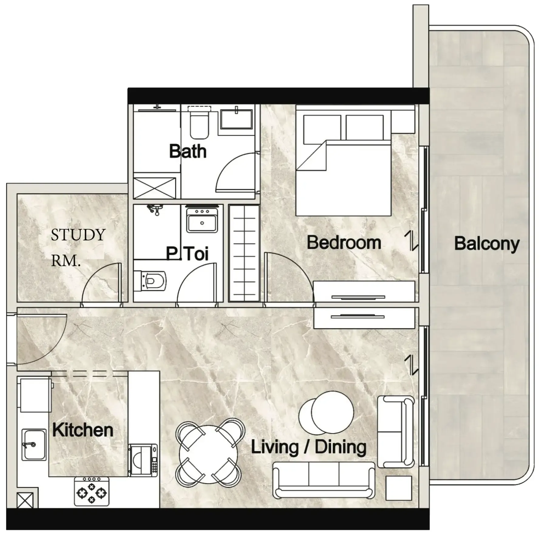 Zyra Vista Residence 1 bed floor plan, 831 sqft