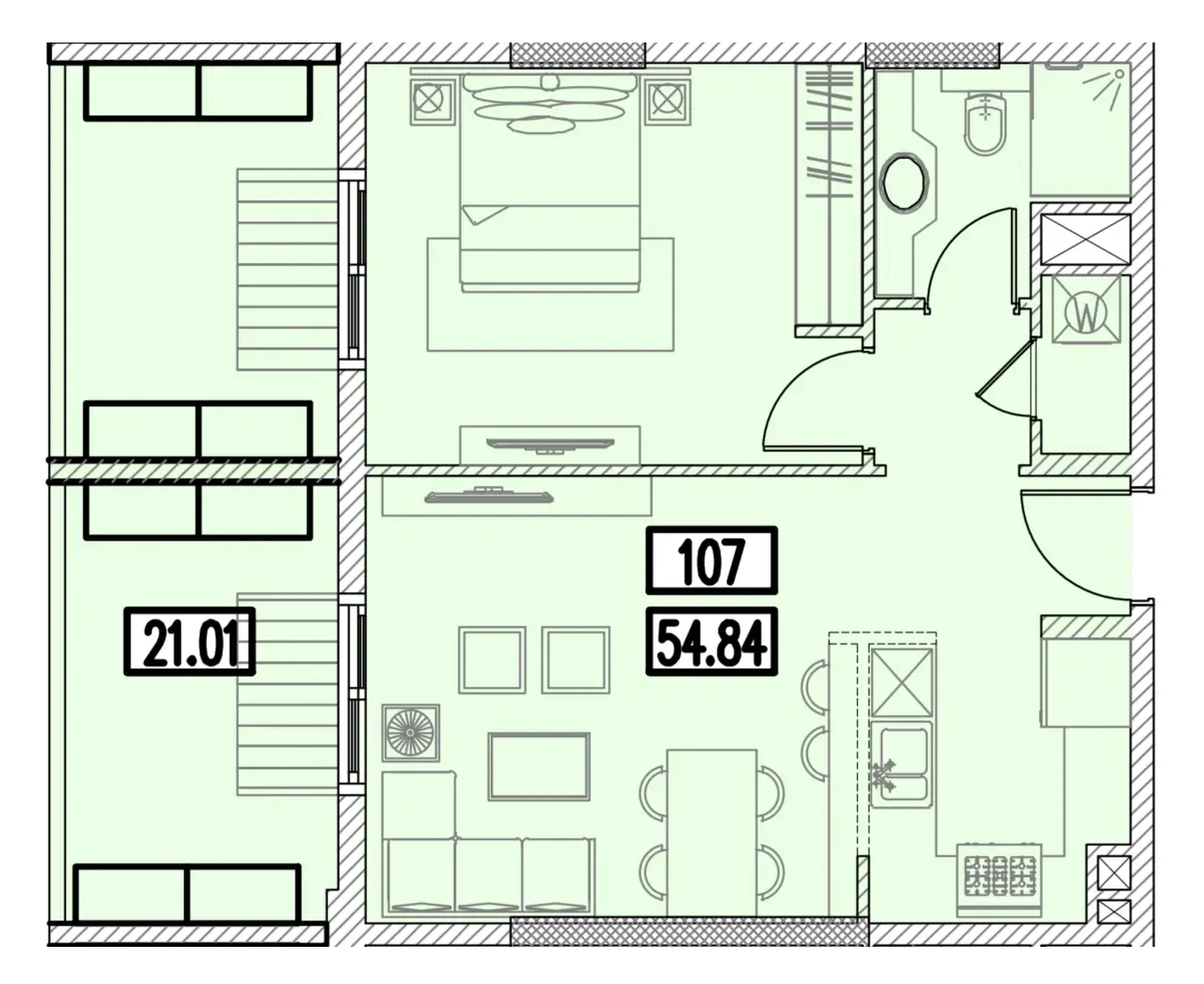 Izzzi.LifeMINT 1 bed floor plan, 816 sqft