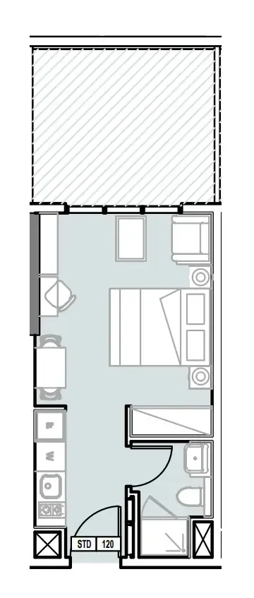 Verdana III Studio floor plan, 397 sqft