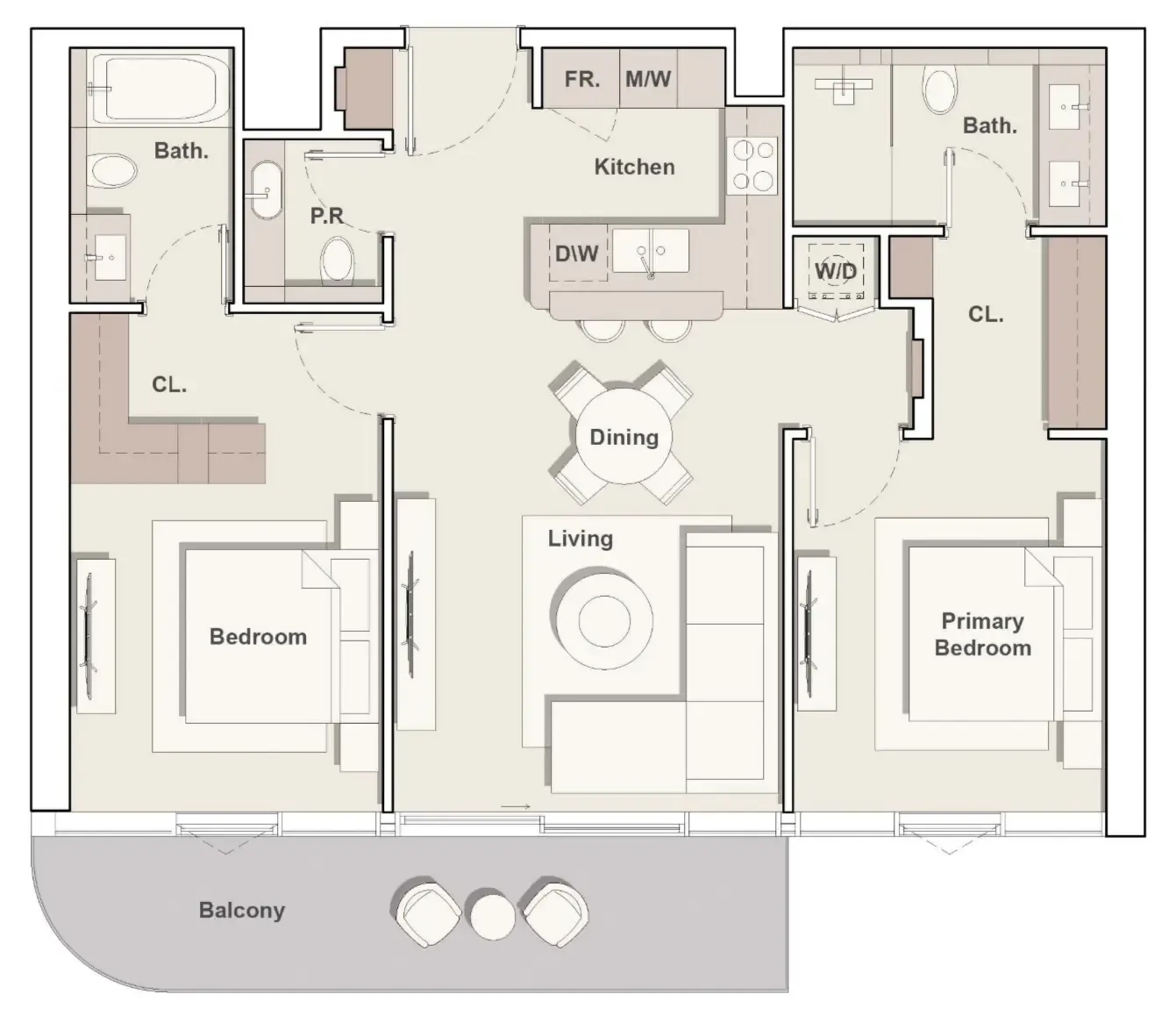 Costa Mare 2 bed floor plan, 1,089 sqft