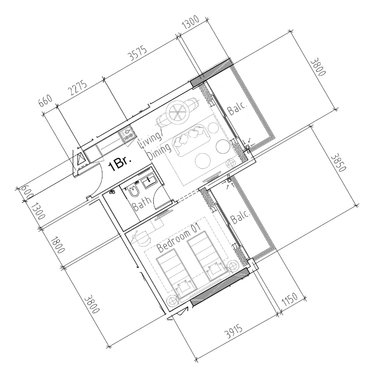 Damac Hills 2 - Hotel Edge by Rotana 1 bed floor plan, 547 sqft