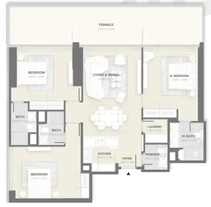 Tonino Lamborghini Residences 3 bed floor plan, 1,843 sqft