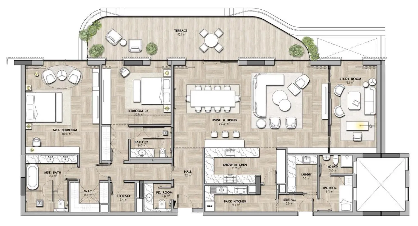 Sha Residence Emirates 2 bed floor plan, 5,903 sqft