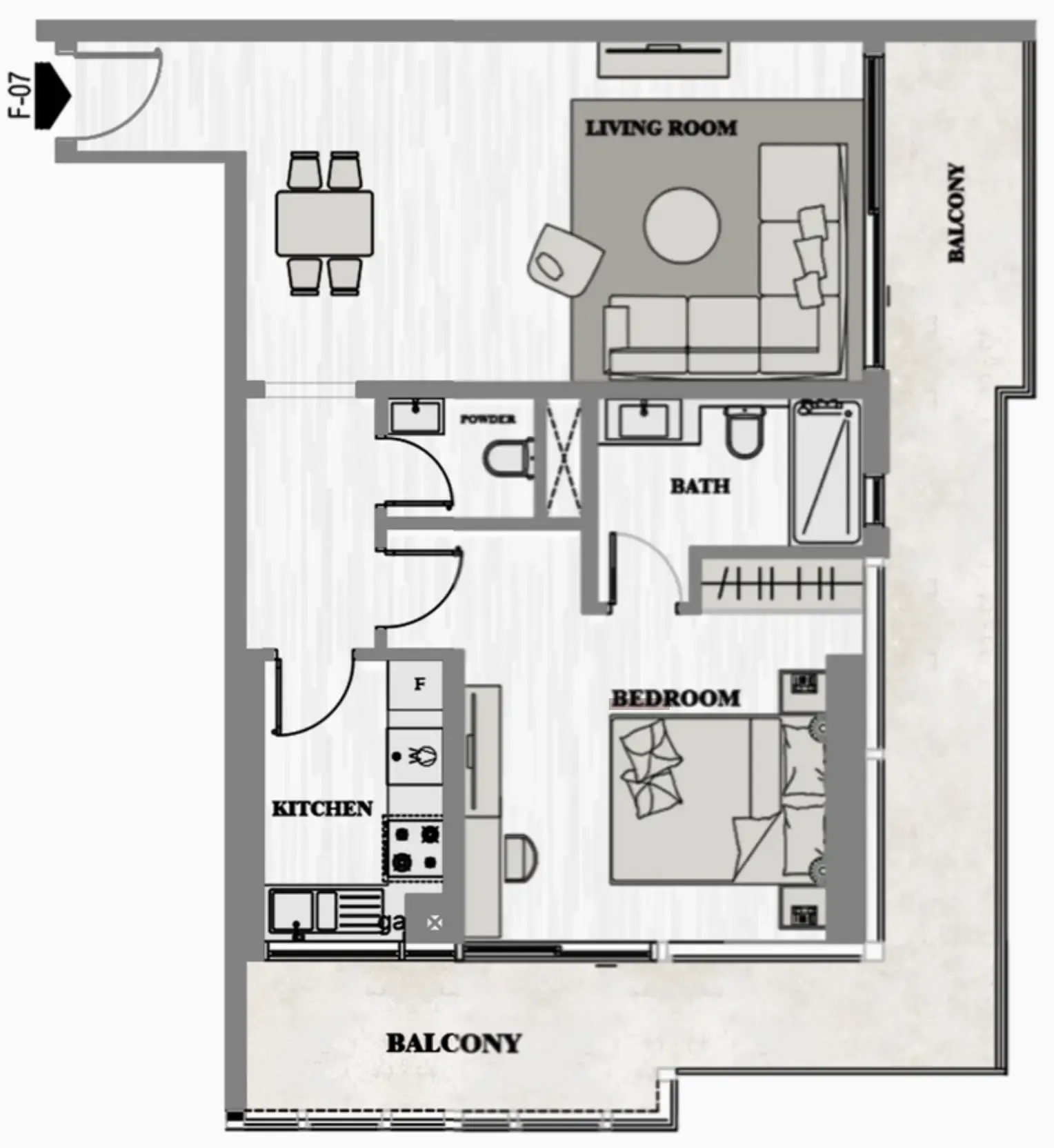 Greygate Residences by ADE 1 bed floor plan, 1,024 sqft