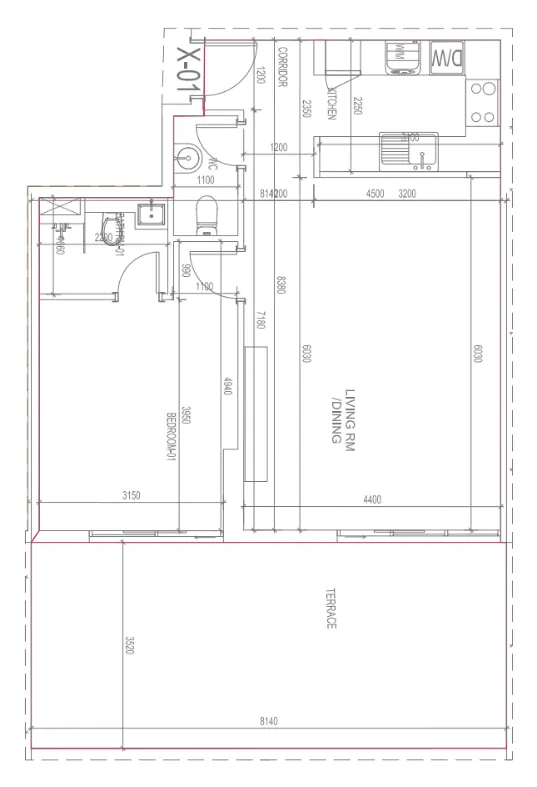 Blue Bay Walk 1 bed floor plan, 1,331 sqft