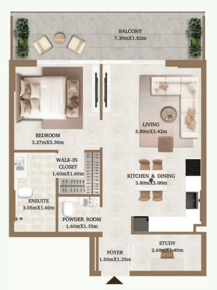 Arthouse Private Residences 1 bed floor plan, 756 sqft
