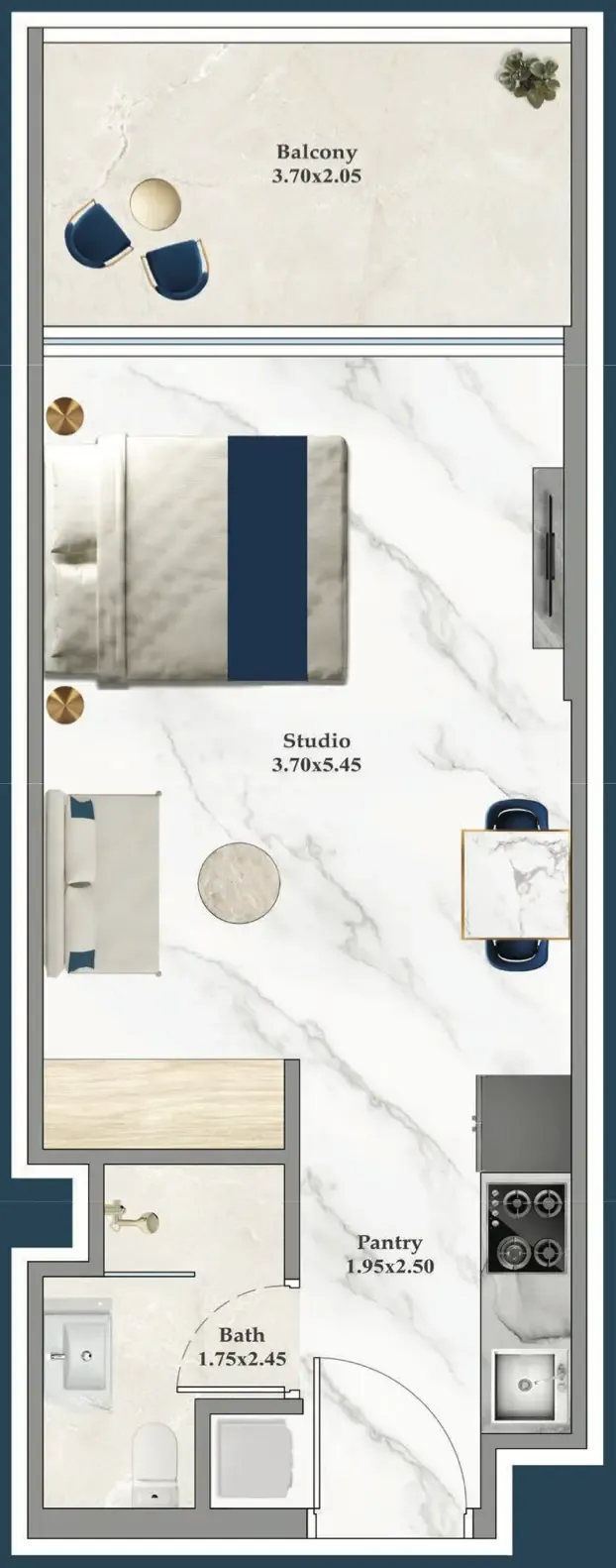 Timez Studio floor plan, 387 sqft