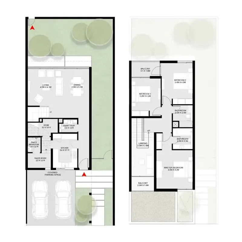Masaar 3 Phases 1 and 2 3 bed floor plan, 2,342 sqft