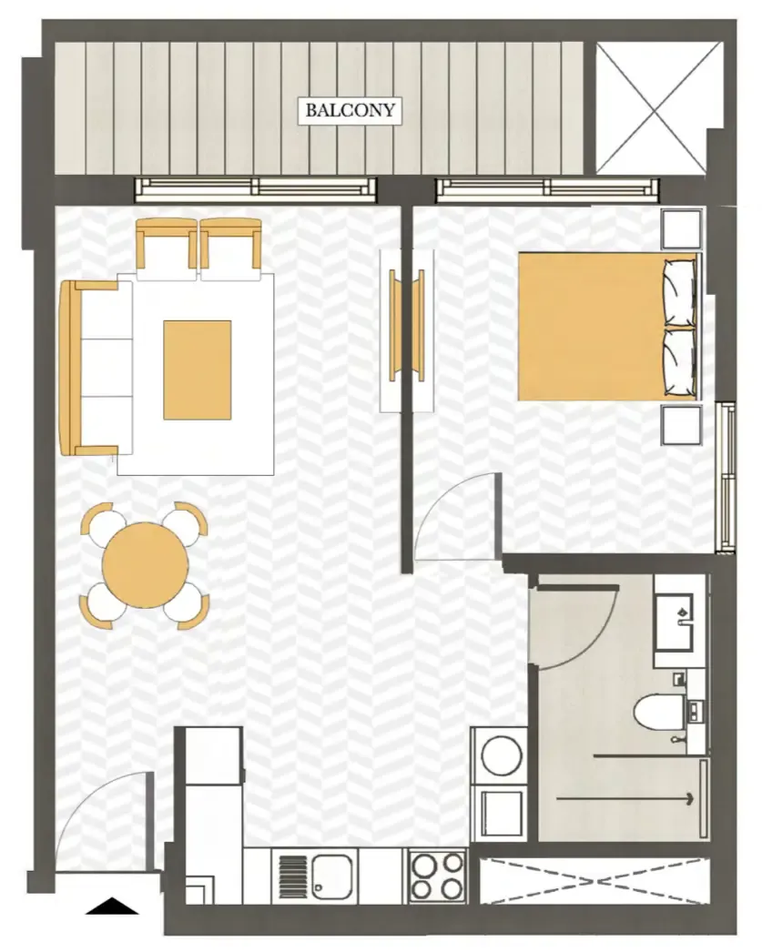Ashwood Residences 1 bed floor plan, 657 sqft