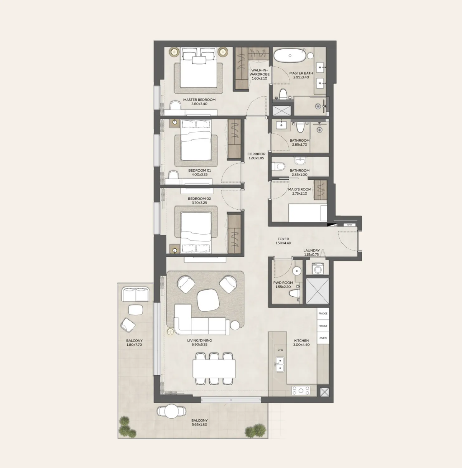 Expo Valley Views - Roudah 3 bed floor plan, 1,820 sqft