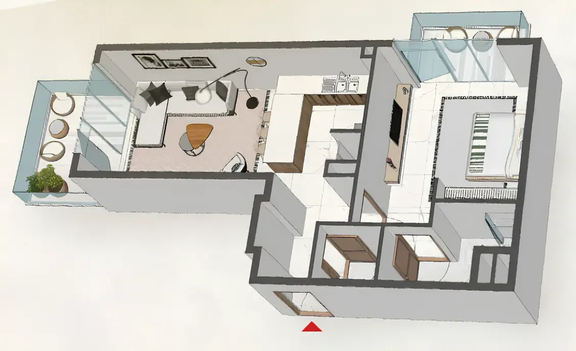 Comfort by Roof 1 bed floor plan, 974 sqft