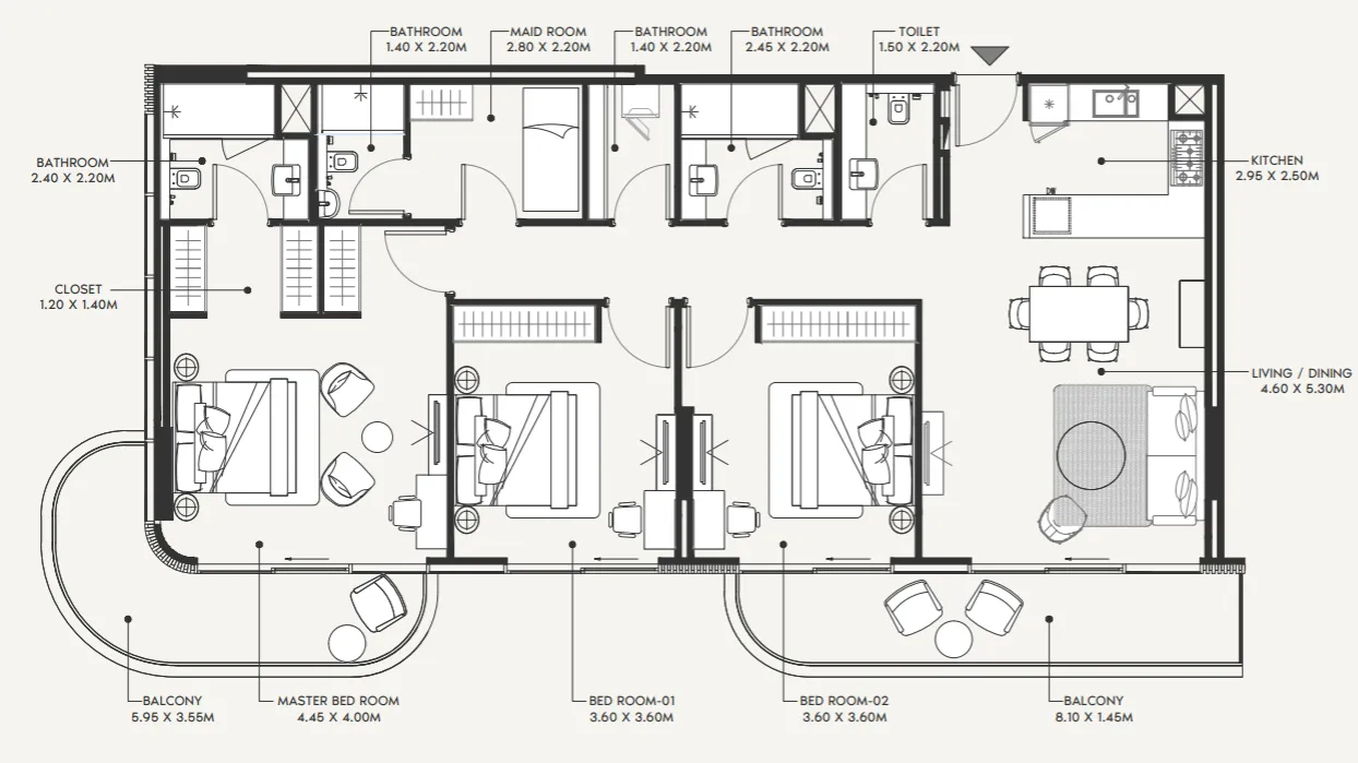 Azizi Amir 3 bed floor plan, 1,725 sqft