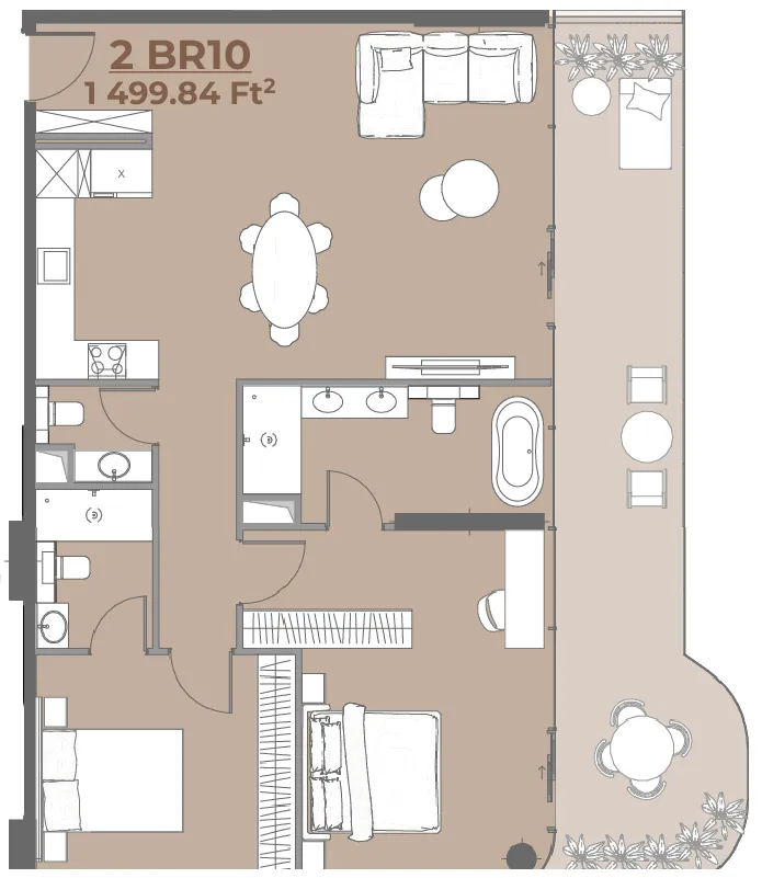 House of WELL 2 bed floor plan, 1,500 sqft