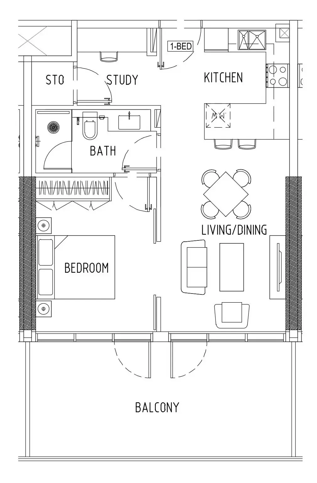 Damac District 1 bed floor plan, 773 sqft