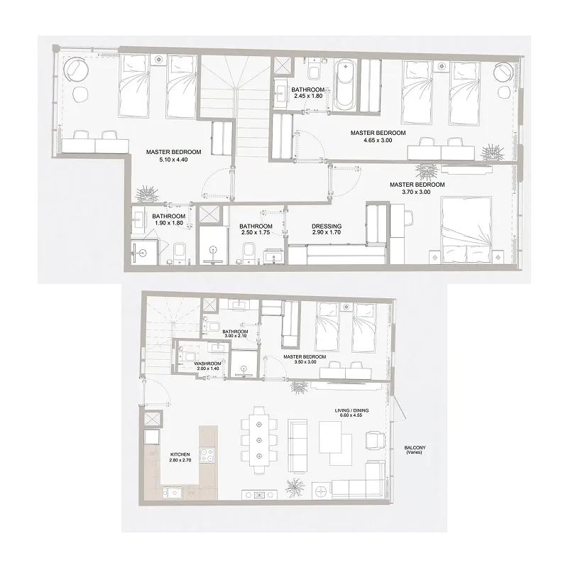 Perla 2 4 bed floor plan, 1,696 sqft