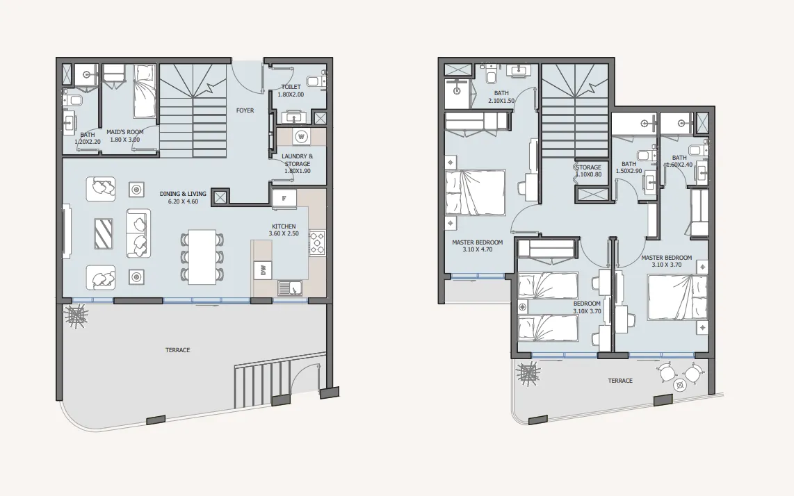 Baia 3 bed floor plan, 2,074 sqft