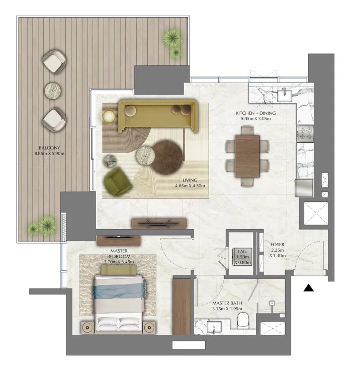 Address Residences Zabeel 1 bed floor plan, 1,073 sqft