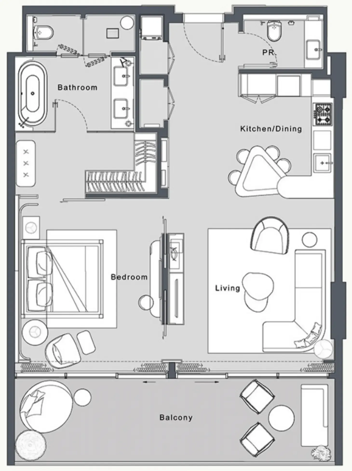 JW Marriott Residences and Resort 1 bed floor plan, 1,083 sqft