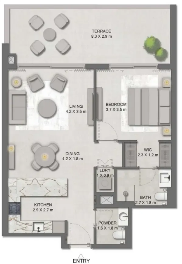 Ghaf Woods Distrikt 1 bed floor plan, 1,063 sqft
