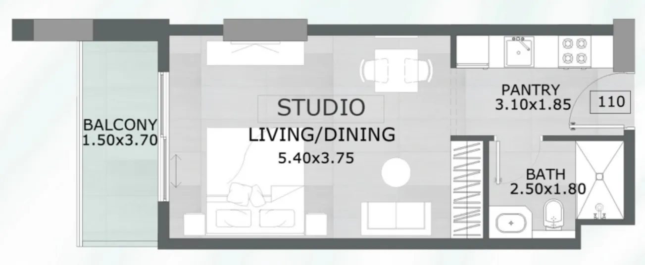 Floarea Grande Studio floor plan, 426 sqft