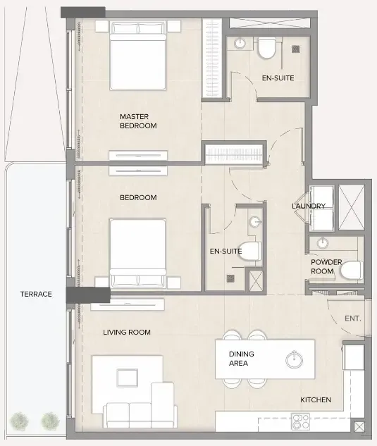 Arka Enclave Residences by Atmosphere Living 2 bed floor plan, 1,143 sqft