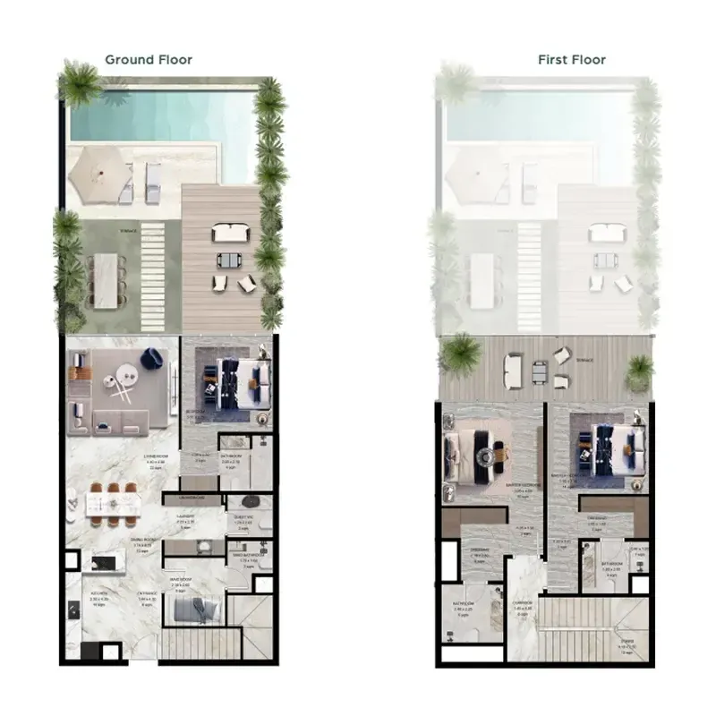 Jacob and Co Beachfront Living 3 bed floor plan, 3,068 sqft