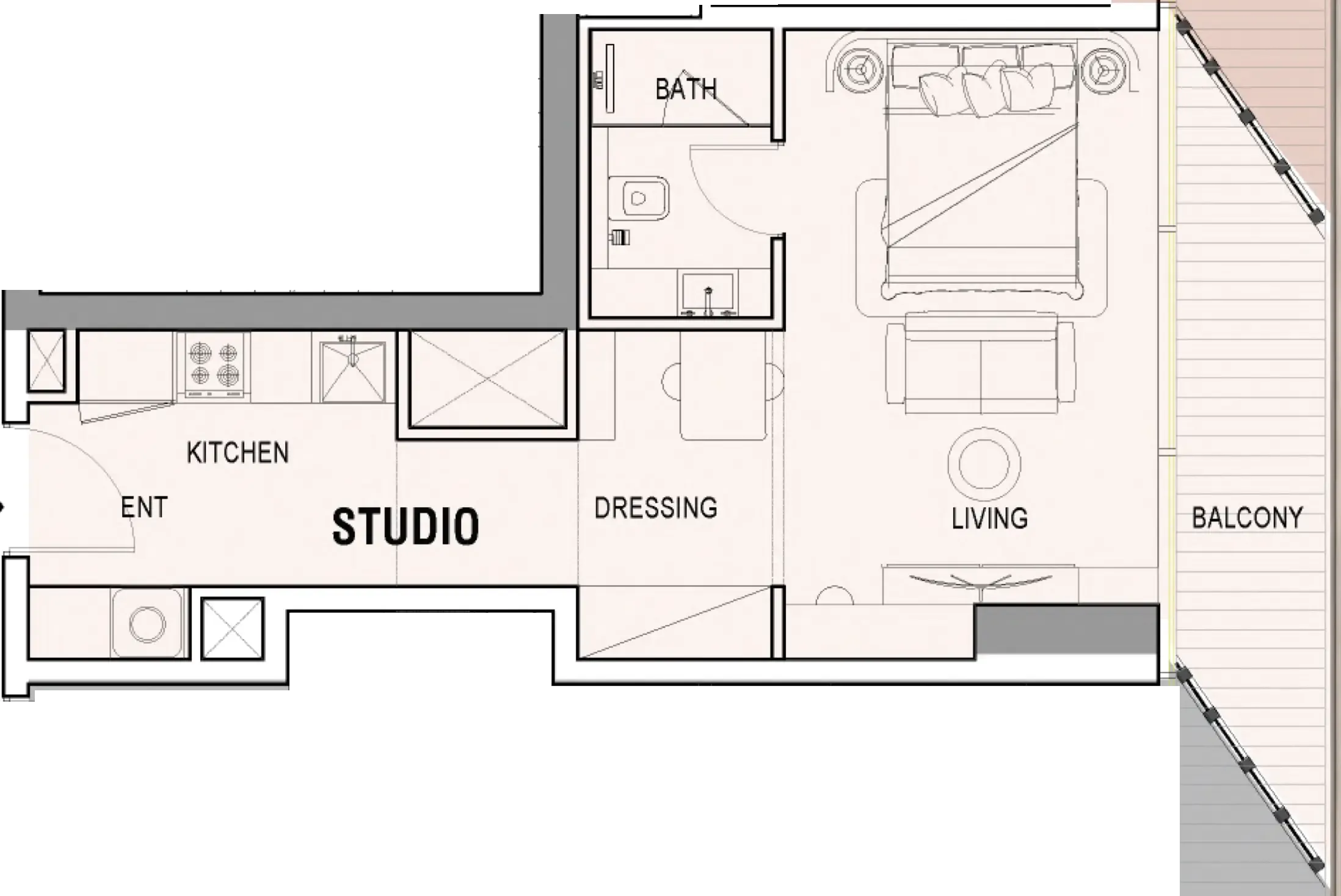 Tresora by Wadan Studio floor plan, 462 sqft