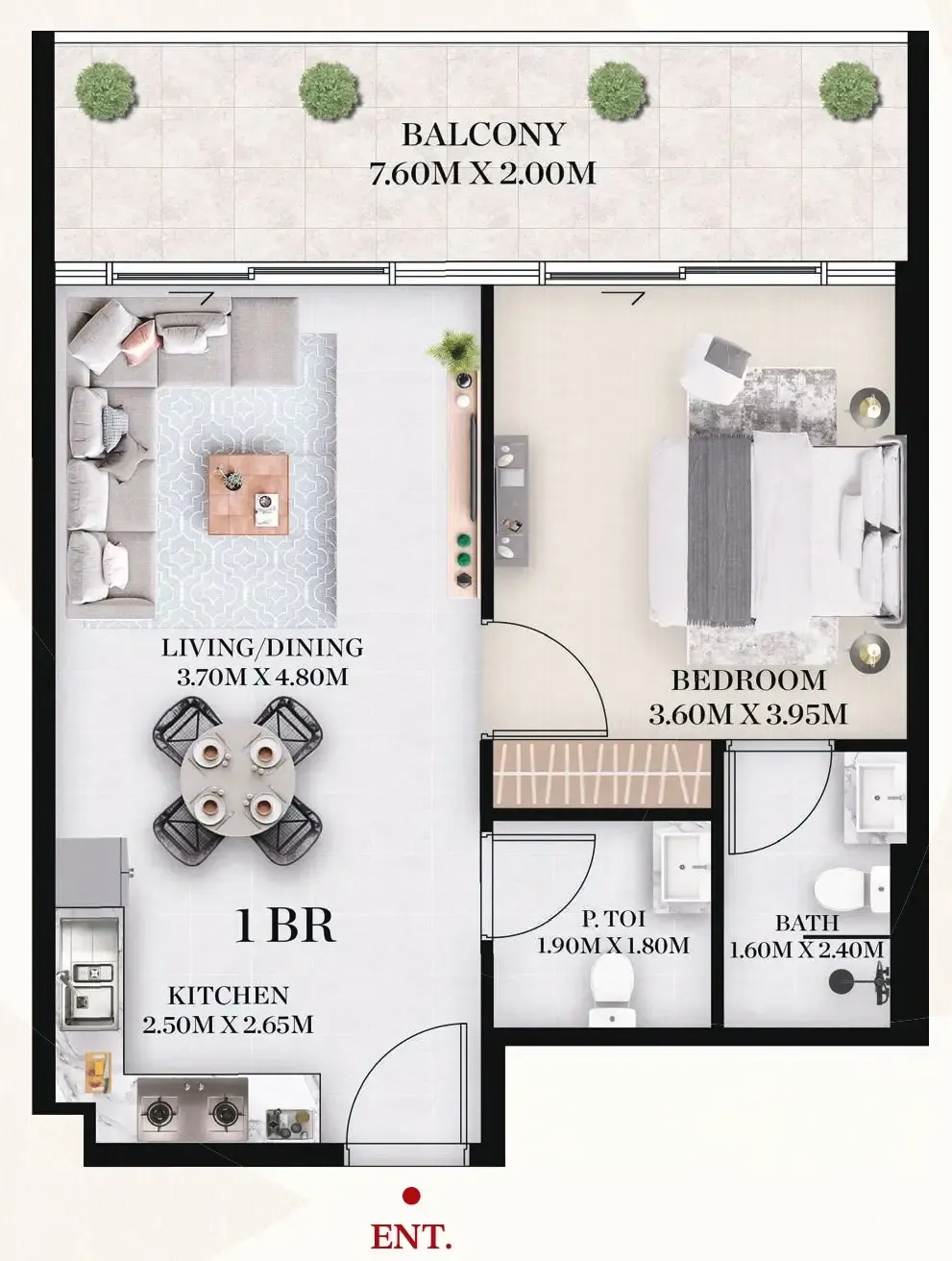 Chapter 01 by Newbury 1 bed floor plan, 751 sqft