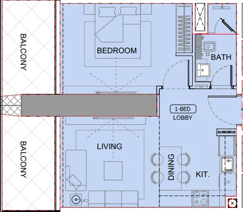 One by Binghatti 1 bed floor plan, 781 sqft