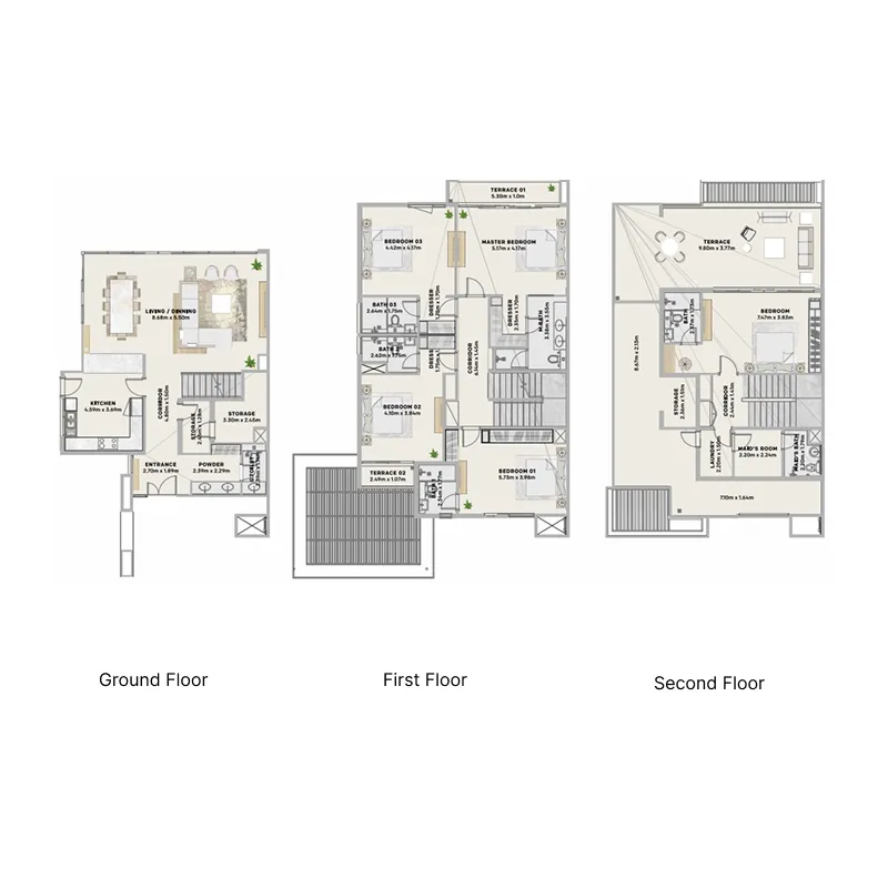 Sun Island Villas 5 bed floor plan, 3,799 sqft