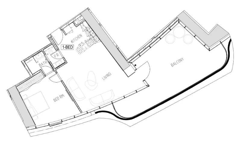 Damac Bay 1 bed floor plan, 1,234 sqft