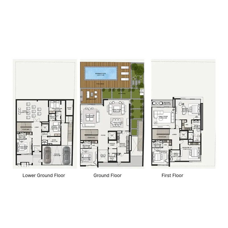 Danah Bay 5 bed floor plan, 7,647 sqft