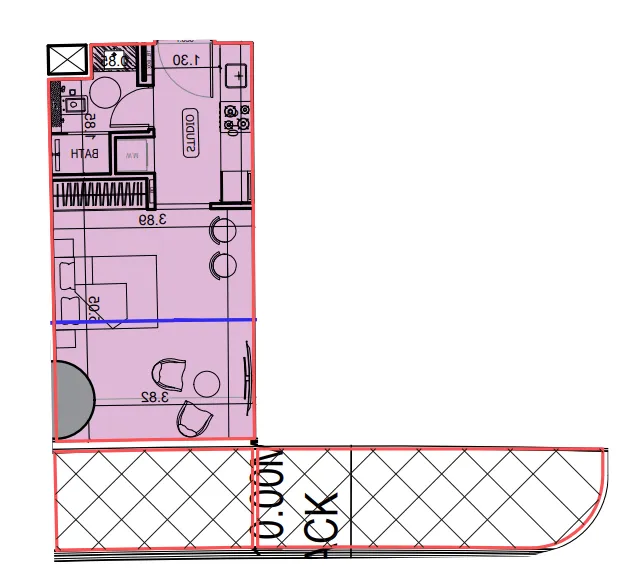 Binghatti Hillviews Studio floor plan, 480 sqft