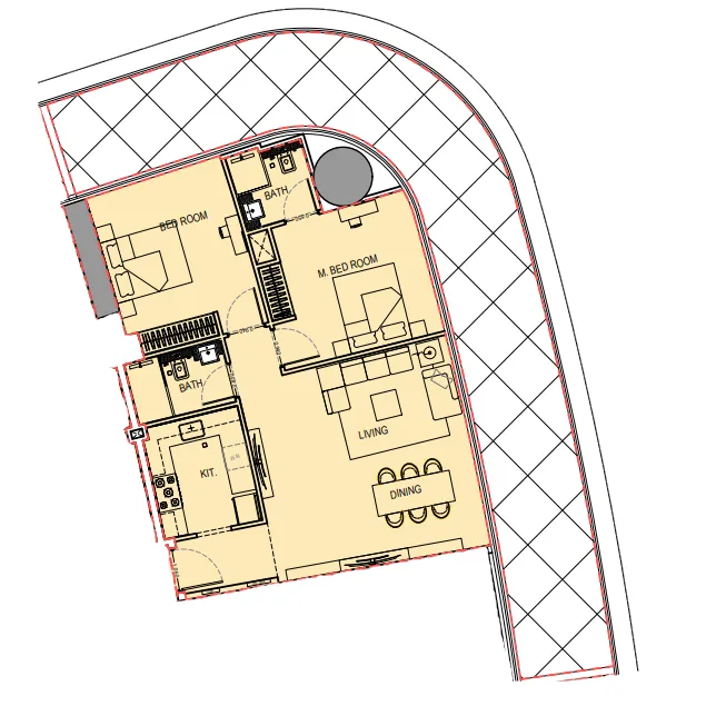 Binghatti Hills 2 bed floor plan, 1,679 sqft
