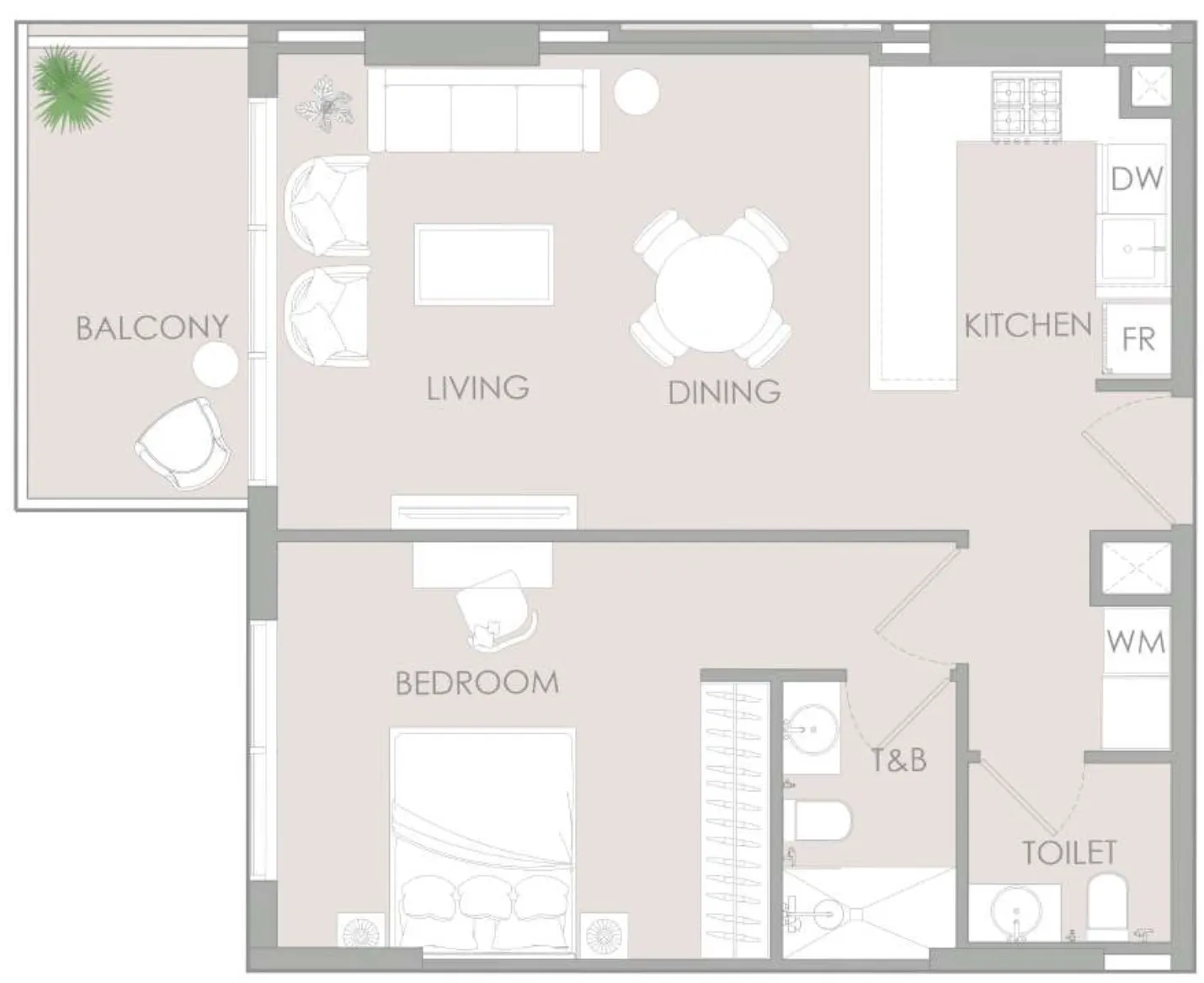 IR1DIAN Park 1 bed floor plan, 765 sqft
